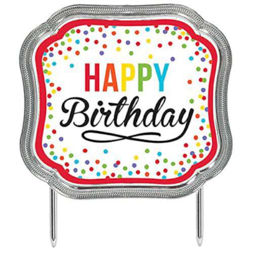 Colourful Dots Happy Birthday Cake Topper - Click Image to Close